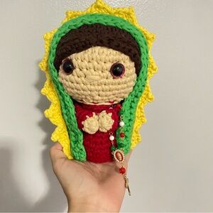 Handmade Crochet our lady of guadalupe Doll with a mexican Rosary